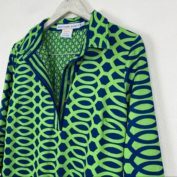 Gretchen Scott Designs Green and Blue Patterned Dress - Picture 4 of 15